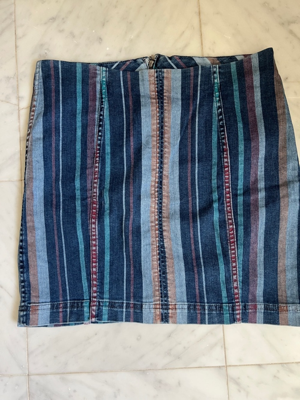 Free People Striped Denim Mini Skirt